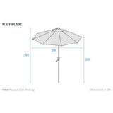 Kettler 3.0m Wind-Up Auto Tilt Parasol with Night Cover - Stone - Old Railway Line Garden Centre