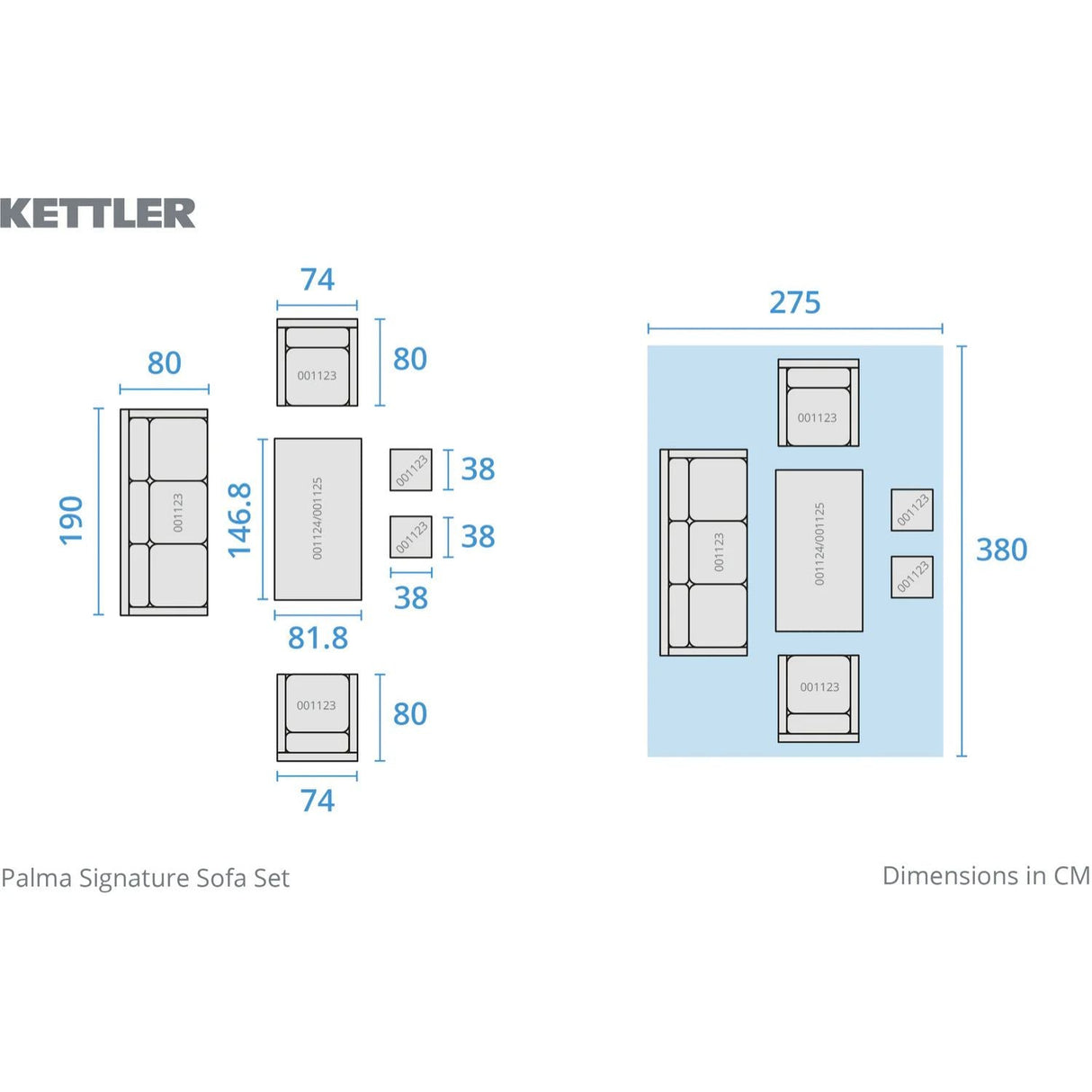 Kettler Palma Signature Lounge Sofa Garden Furniture Set in Whitewash - Old Railway Line Garden Centre