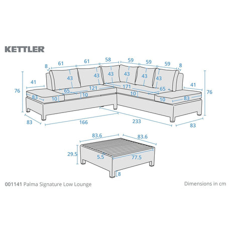 Kettler Palma Signature Low Lounge Garden Furniture Set in Whitewash - Old Railway Line Garden Centre