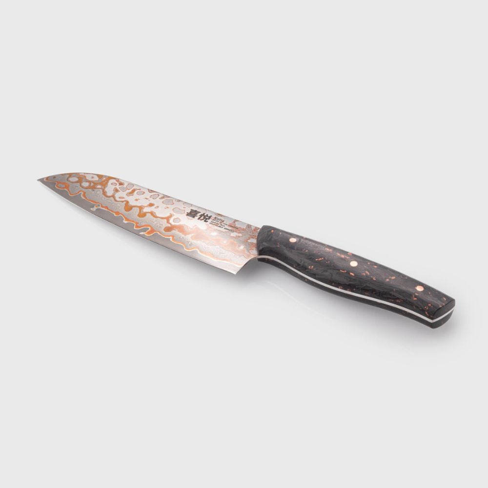 Kietsu Lava Damascus 18cm Santoku Knife