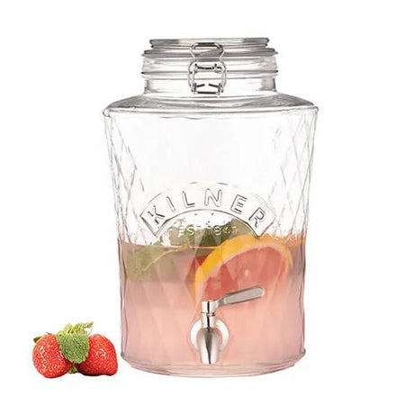 Kilner 5L Clip Top Diamond Dispenser Stainless Steel Tap - Old Railway Line Garden Centre