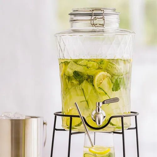 Kilner 5L Clip Top Diamond Dispenser Stainless Steel Tap - Old Railway Line Garden Centre