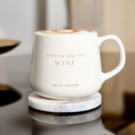Katie Loxton 9cm White Porcelain 'Working Til Wine' Mug