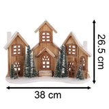 Koopman Christmas 38cm Wooden LED House CHristmas Ornament