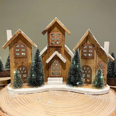 Koopman Christmas 38cm Wooden LED House CHristmas Ornament