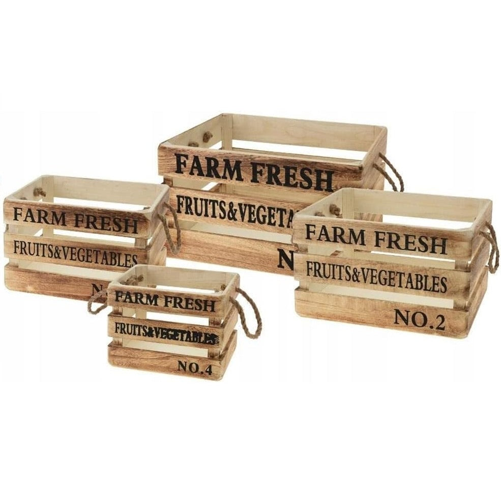 Koopman Stackable Box Koopman 41cm Rustic Old Farm Style Boxes Storage & Decoration (23x41x3 ...