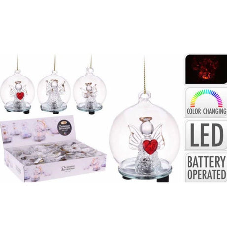 Koopman 6cm Glass Angel Ball with LEDs (Choice of 3)