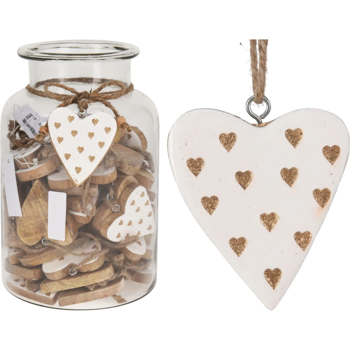 Koopman Christmas 7cm White Heart Hanging Decoration
