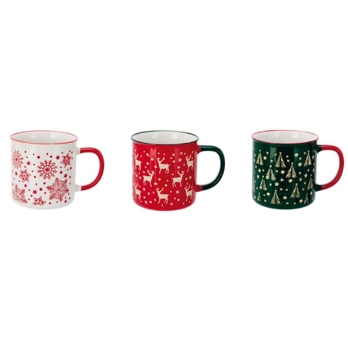 Koopman Ceramic Christmas Mug Green White Red(Choice of 3)