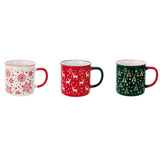 Koopman Ceramic Christmas Mug Green White Red(Choice of 3)