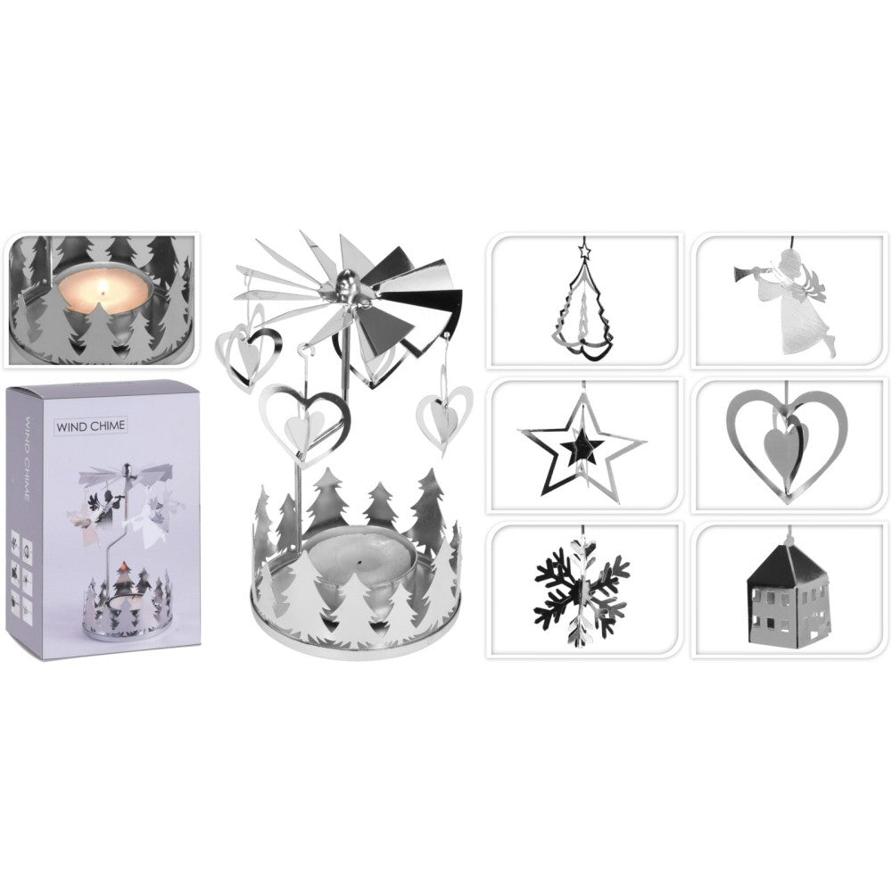 Koopman Silver Tealight Holder Carousel (Choice of 6)