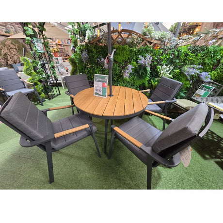 Leisuregrow Modena 4 Seater Outdoor Dining Furniture Set - Grey