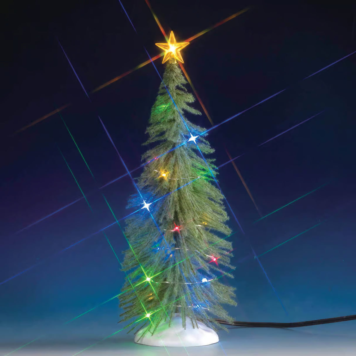 Lemax 26cm Large Chasing Multi Light Spruce Tree - Multicoloured - 74265