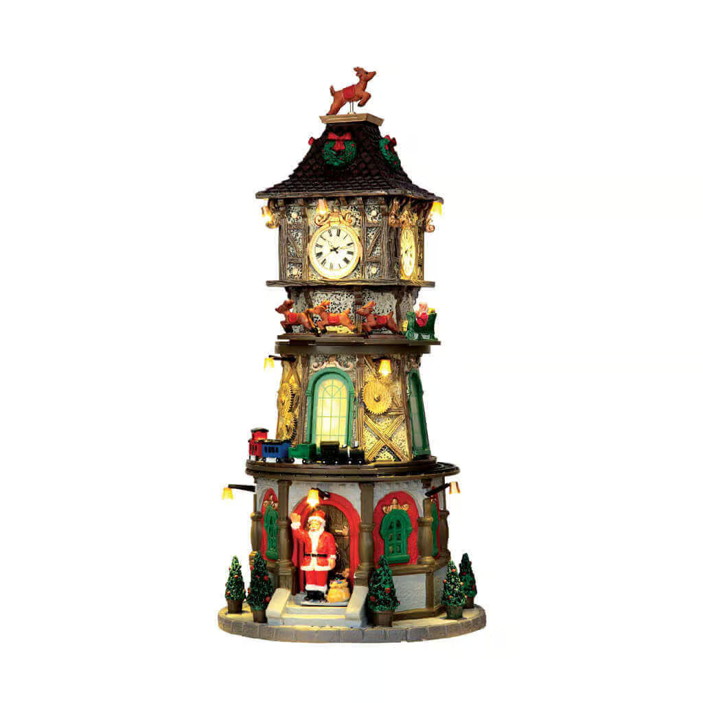 Lemax 33cm Christmas Clock Tower Village Scene - 45735
