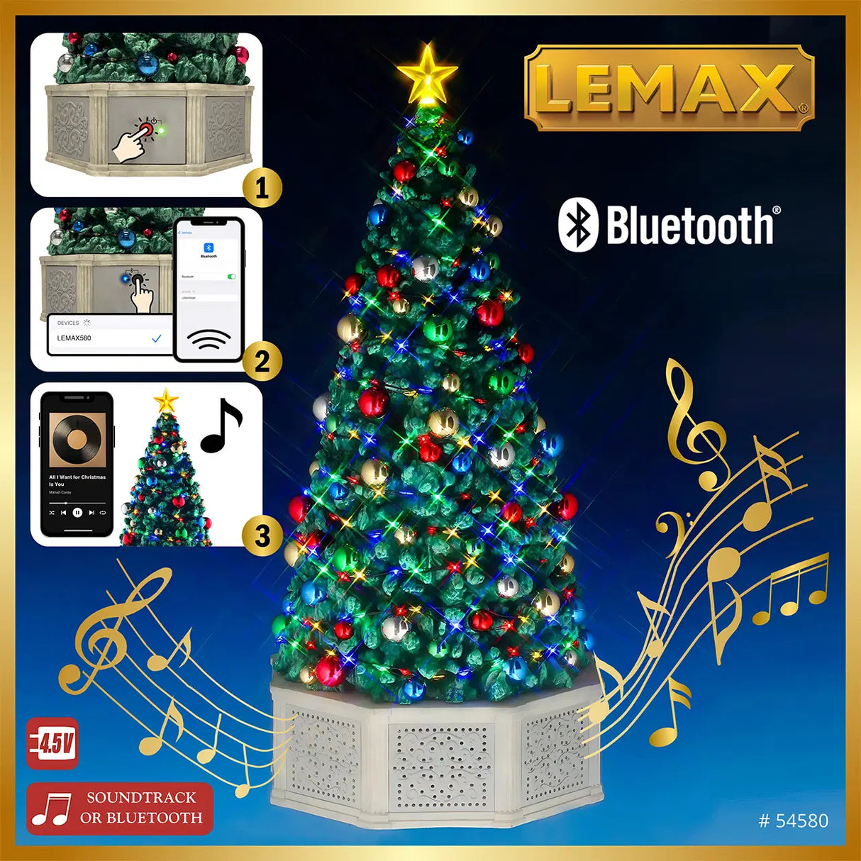 Lemax 39cm Musical Tree Christmas Village Scene - Multicoloured - 54580