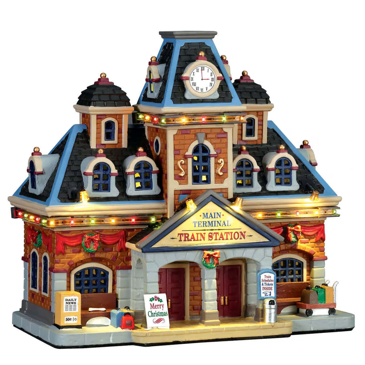 Lemax Caddington Village 21.6cm Main Terminal Train Station Village Scene - 75194