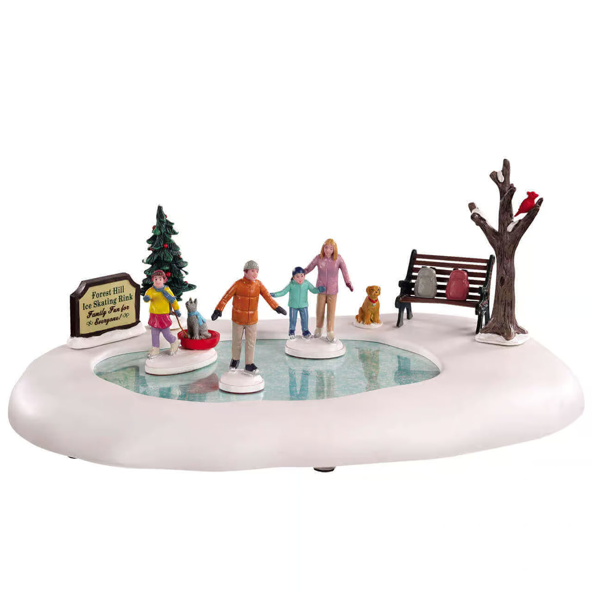 Lemax Fable Accents 20.2cm Lit Family Skating Day Christmas Village Scene - 04715