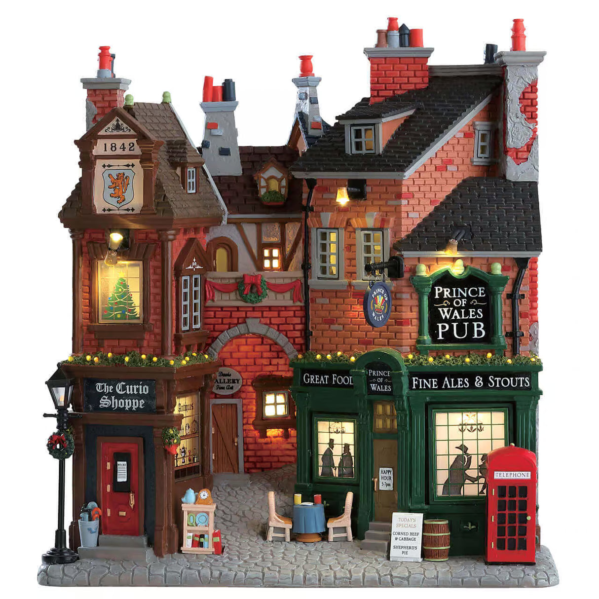 Lemax Facades 29.5cm English Lane Prince of Wales Pub Village Scene - 75197