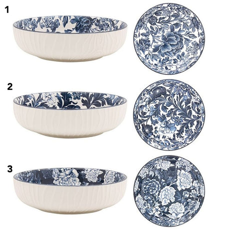 Leonardo Collection Large Tuscany Dark Blue Fleur Bowl (Choice of 3) - Old Railway Line Garden Centre
