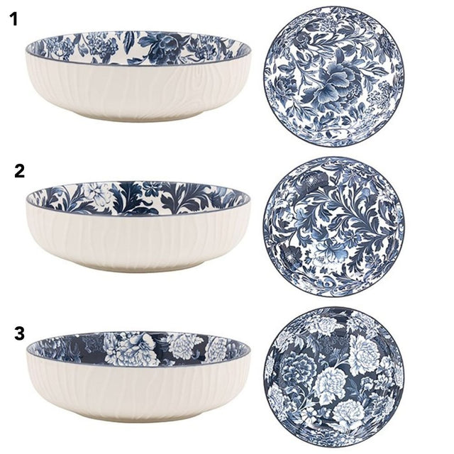 Leonardo Collection Large Tuscany Dark Blue Fleur Bowl (Choice of 3) - Old Railway Line Garden Centre