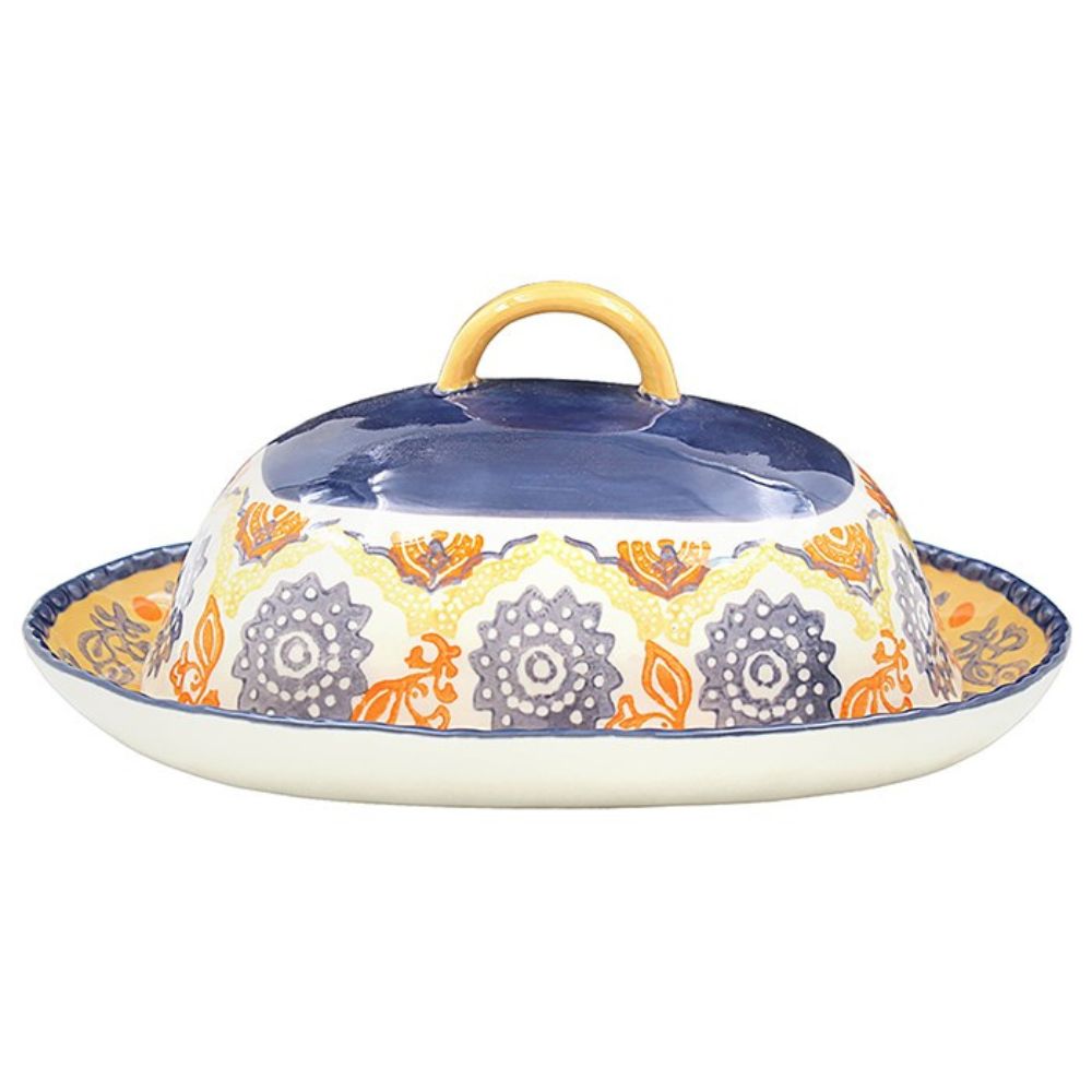 Leonardo Collection 16cm Tuscany Hand Painted Butter Dish Circle