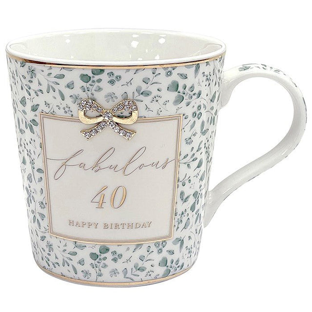 Leonardo Hearts Design Mug 40th Birthday - Old Railway Line Garden Centre