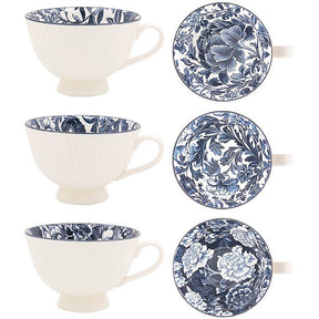 Leser & Pavey 15cm Tuscany Fleur Bowl Mug - Dark Blue - (Choice of 3) - Old Railway Line Garden Centre