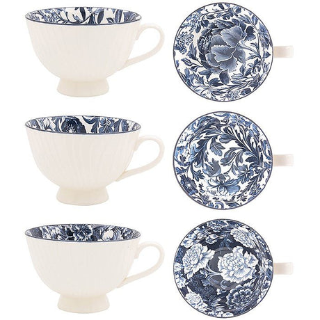 Leser & Pavey 15cm Tuscany Fleur Bowl Mug - Dark Blue - (Choice of 3) - Old Railway Line Garden Centre