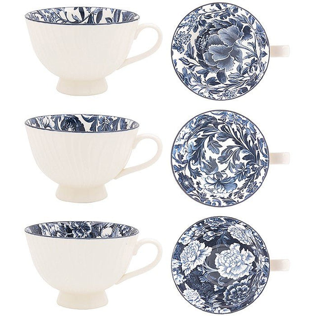 Leser & Pavey 15cm Tuscany Fleur Bowl Mug - Dark Blue - (Choice of 3) - Old Railway Line Garden Centre