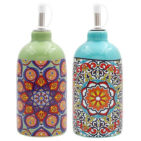 Leser & Pavey Tuscany Mandala Oil Bottle - Blues - (Choice of 2) - Old Railway Line Garden Centre