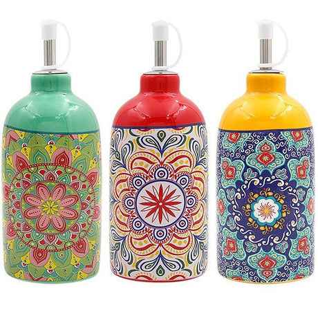 Leser & Pavey Tuscany Mandala Oil Bottle - Bright - (Choice of 3) - Old Railway Line Garden Centre