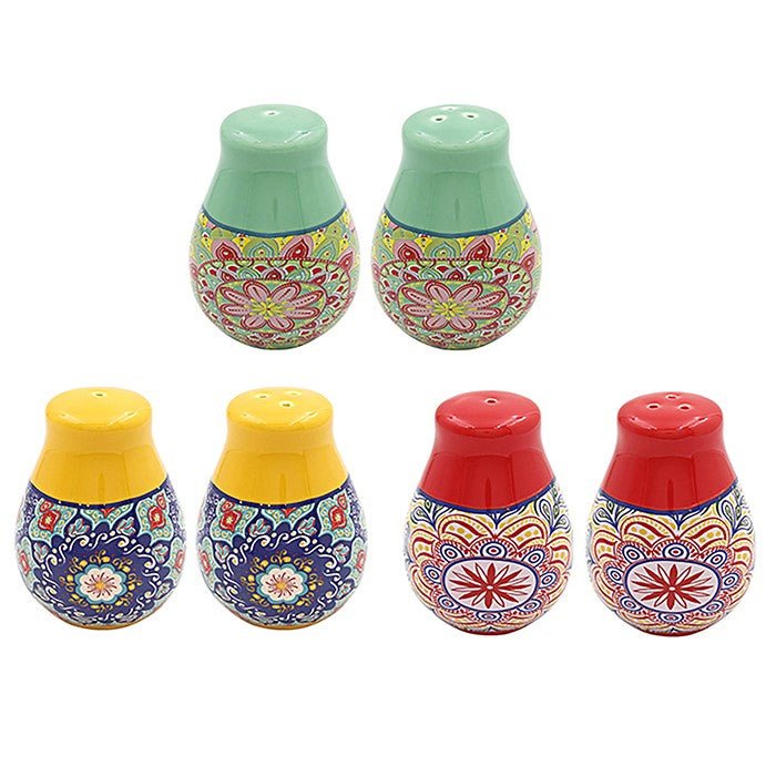Leser & Pavey Tuscany Mandala Salt & Pepper Set - Bright- (Choice of 3) - Old Railway Line Garden Centre