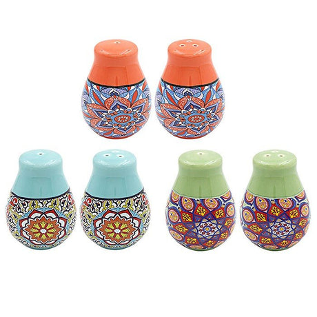 Leser & Pavey Tuscany Mandala Salt & Pepper Set - Pastel - (Choice of 3) - Old Railway Line Garden Centre