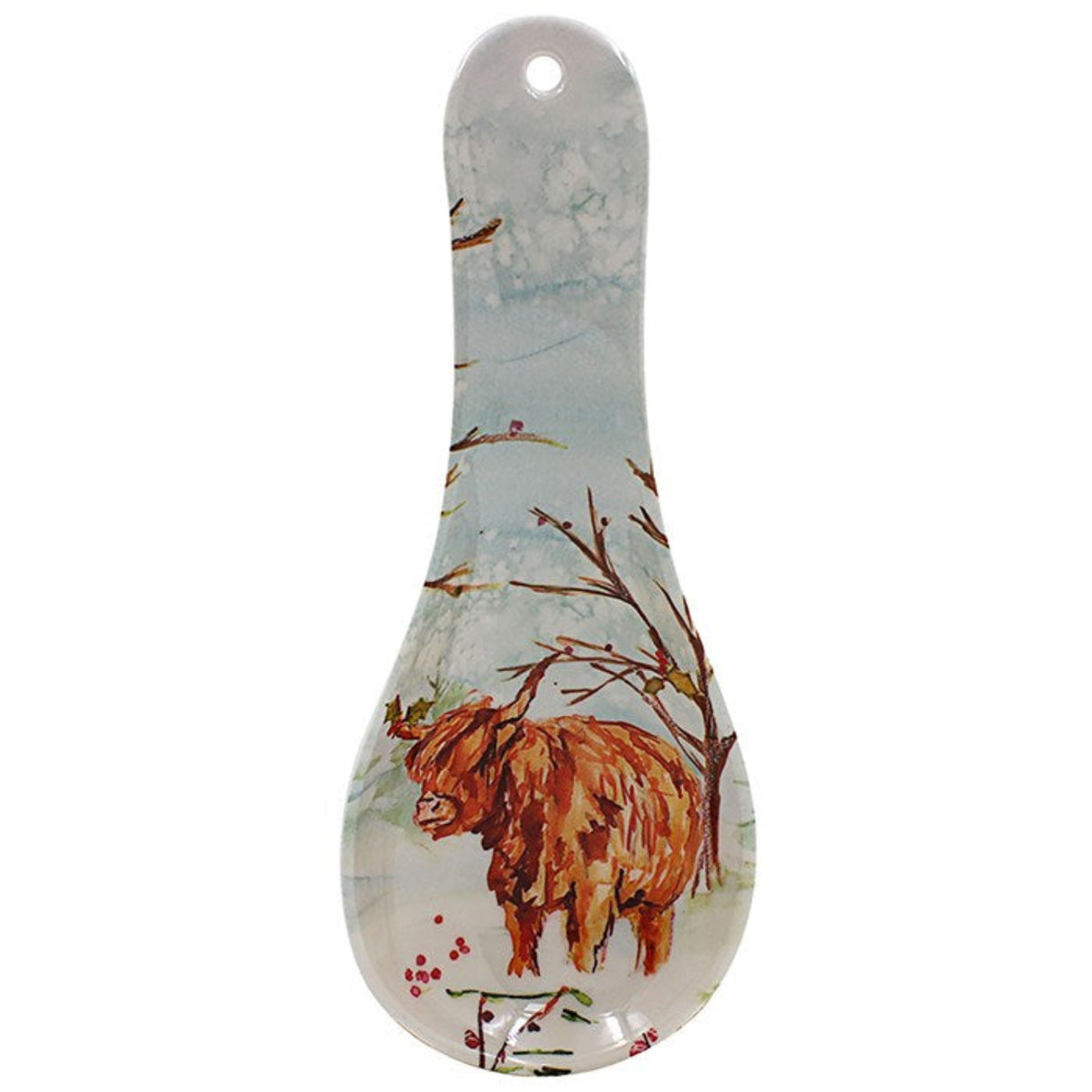 Lesser Pavey Christmas Highland Cow Spoon Rest Old Railway Line