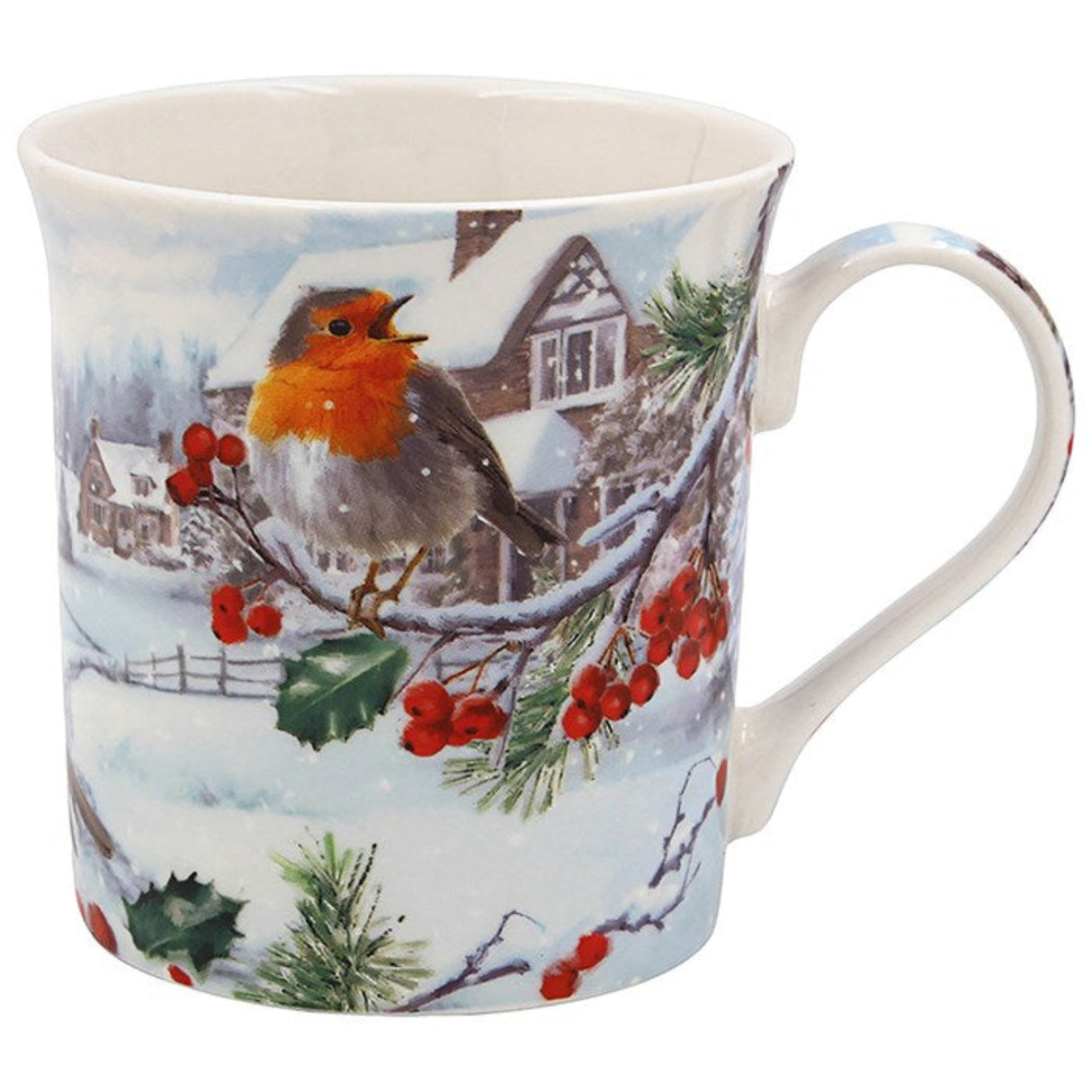 Macneil Traditional White Christmas Robin Mug