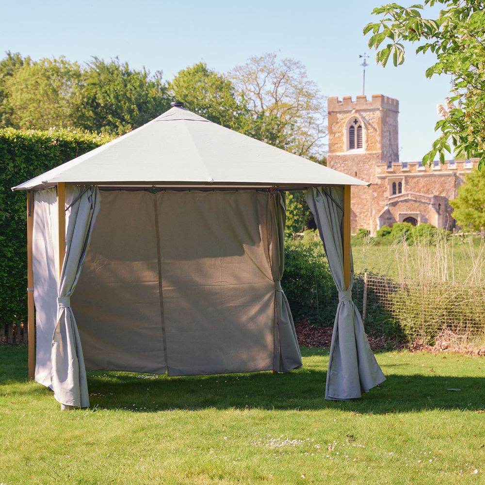 LG Outdoor Sanctuary 4x3m Oak Gazebo with Lights
