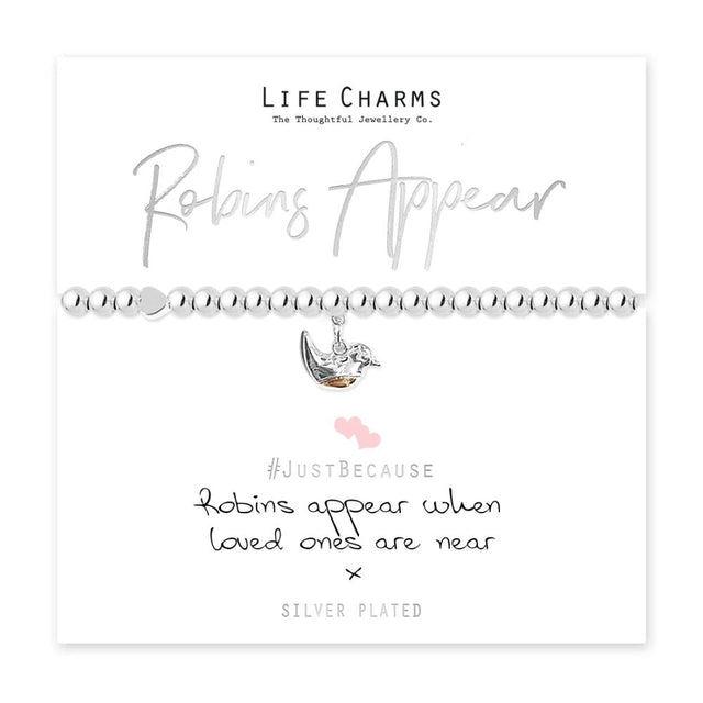 Life Charms Robins Appear Bracelet - Silver - Old Railway Line Garden Centre