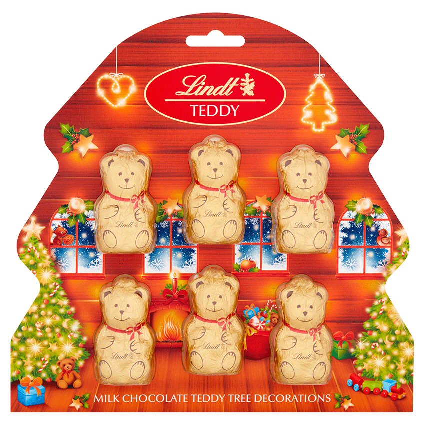 Lindt 60g Milk Chocolate Teddy Bear Christmas Tree Decorations