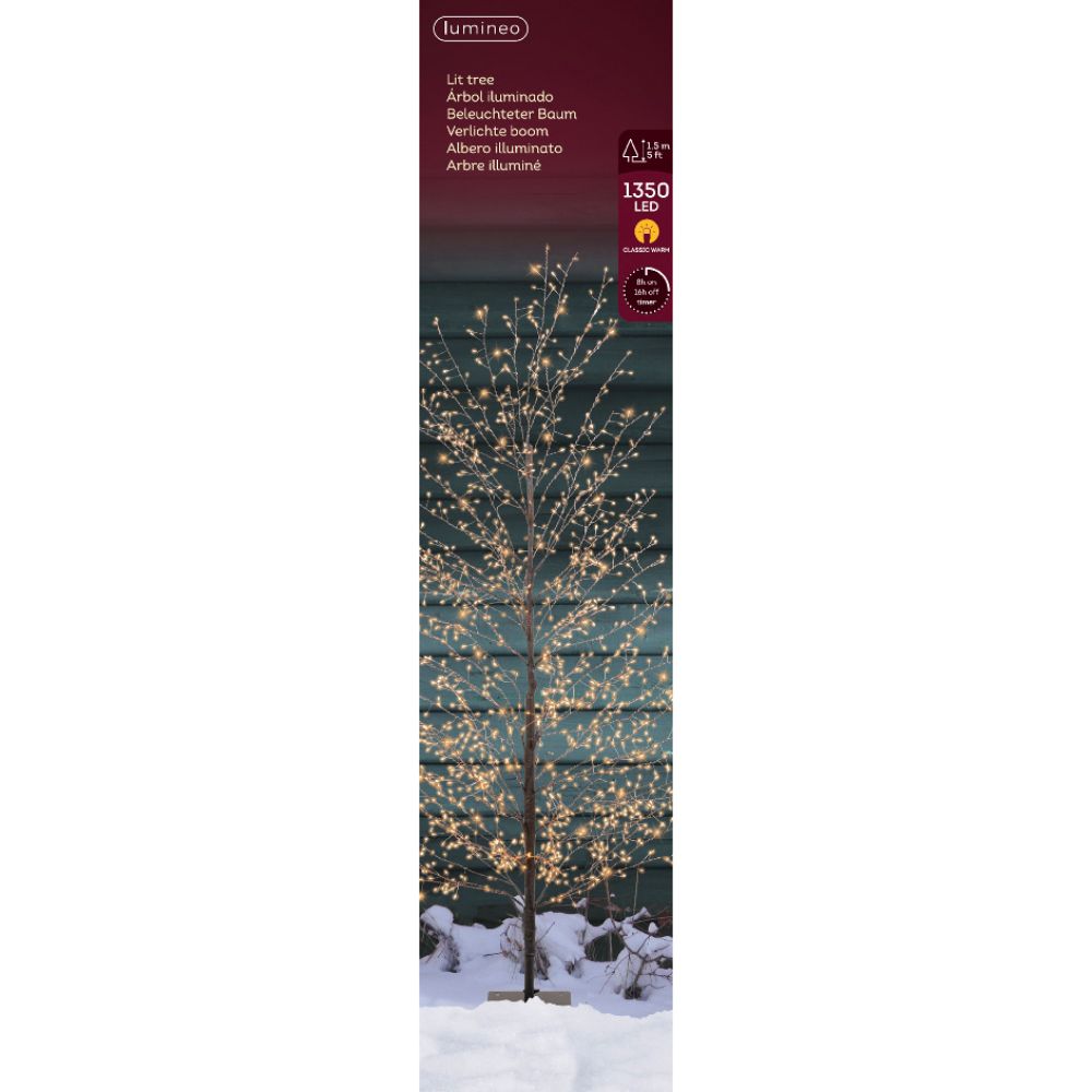 Lumineo 1.5m (5ft) Classic Warm Micro LED Black Twig Tree