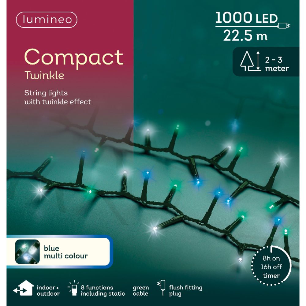 Lumineo 1000 Blue Multi Coloured LED Compact Lights (22.5m)