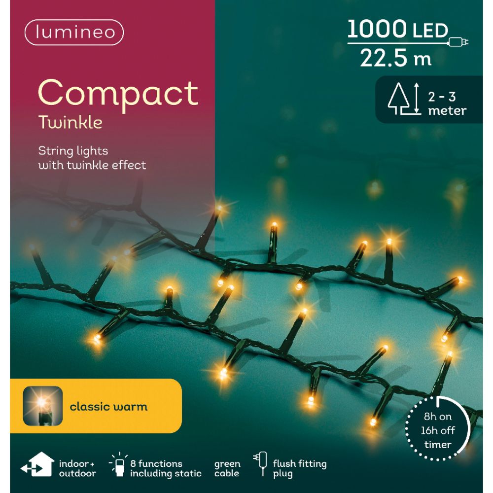 Lumineo 1000 Classic Warm LED Compact Christmas Lights (22.5m)