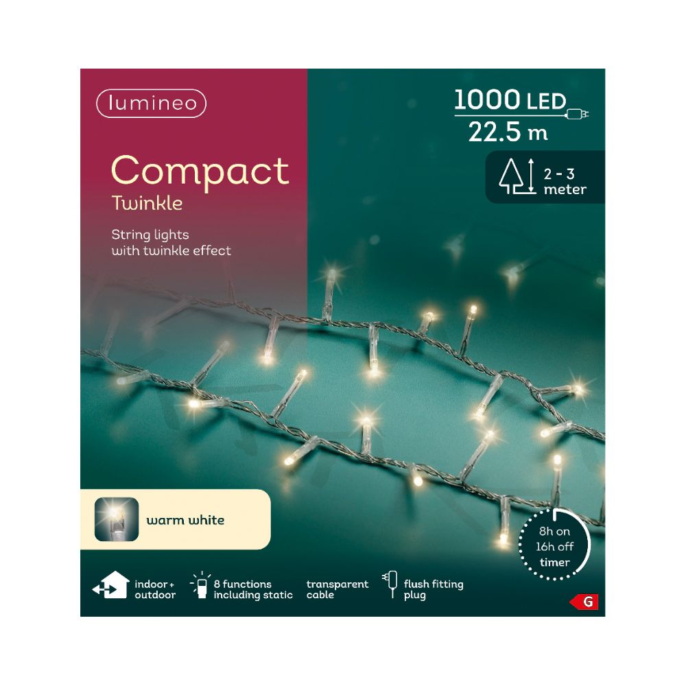 Lumineo 1000 Warm White LED Compact Christmas Lights (22.5m)