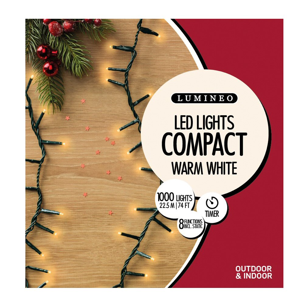 Lumineo 1000 Warm White LED Compact Christmas Lights (22.5m)