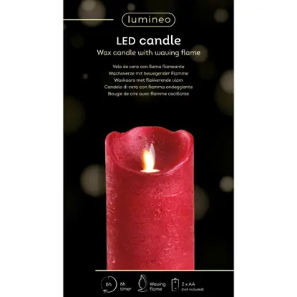Lumineo 12.5cm LED Red Wax Waving Candle