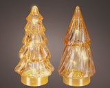 Lumineo 12.8cm Micro LED Glass Tree Decoration - (Choice of 2) - Warm White - Amber