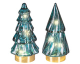 Lumineo 12.8cm Micro LED Glass Tree Decoration - (Choice of 2) - Warm White - Emerald