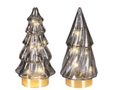 Lumineo 12.8cm Micro LED Glass Tree Decoration - (Choice of 2) - Warm White - Grey
