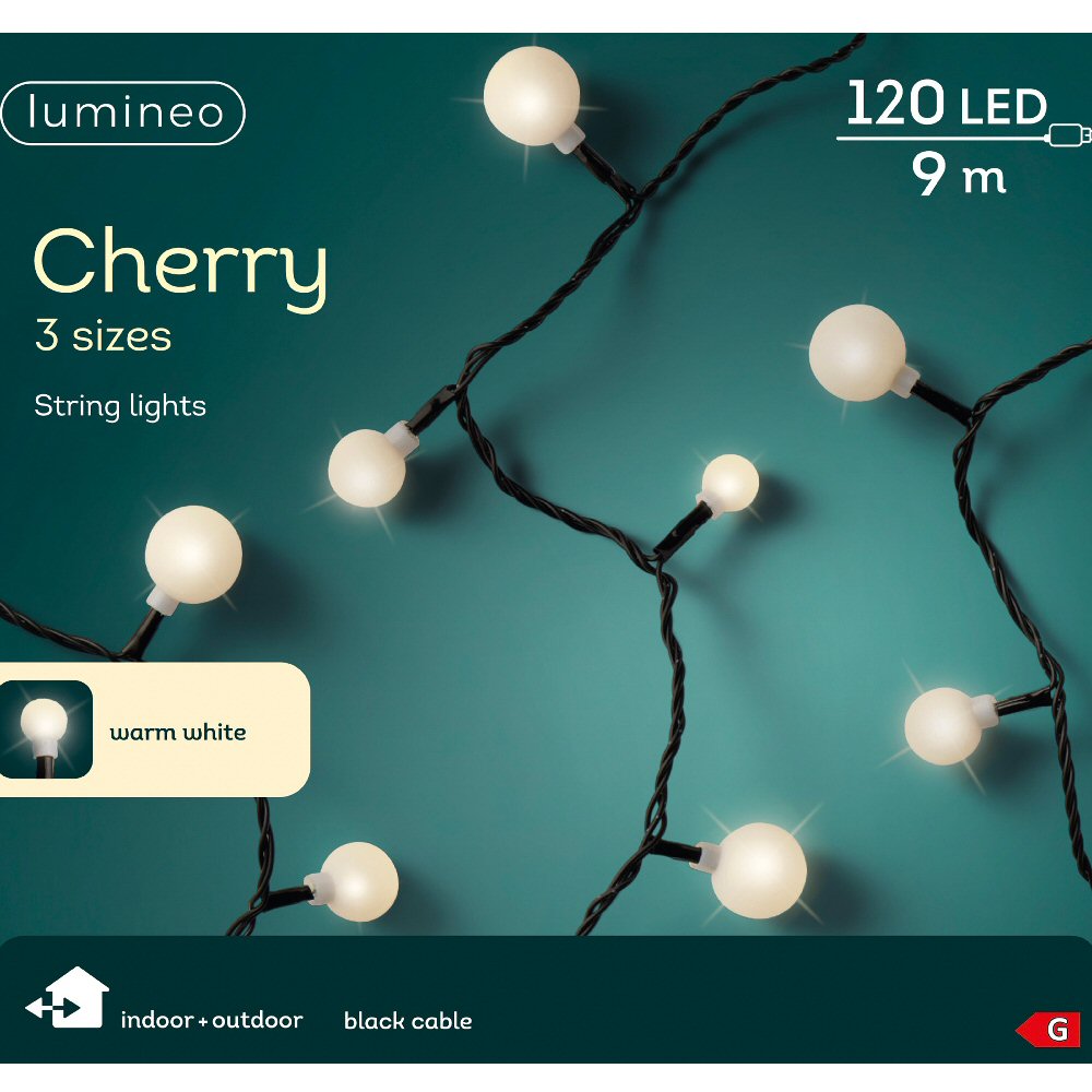 Lumineo 120 LED Warm White Cherry Bulb String Lights (9m)