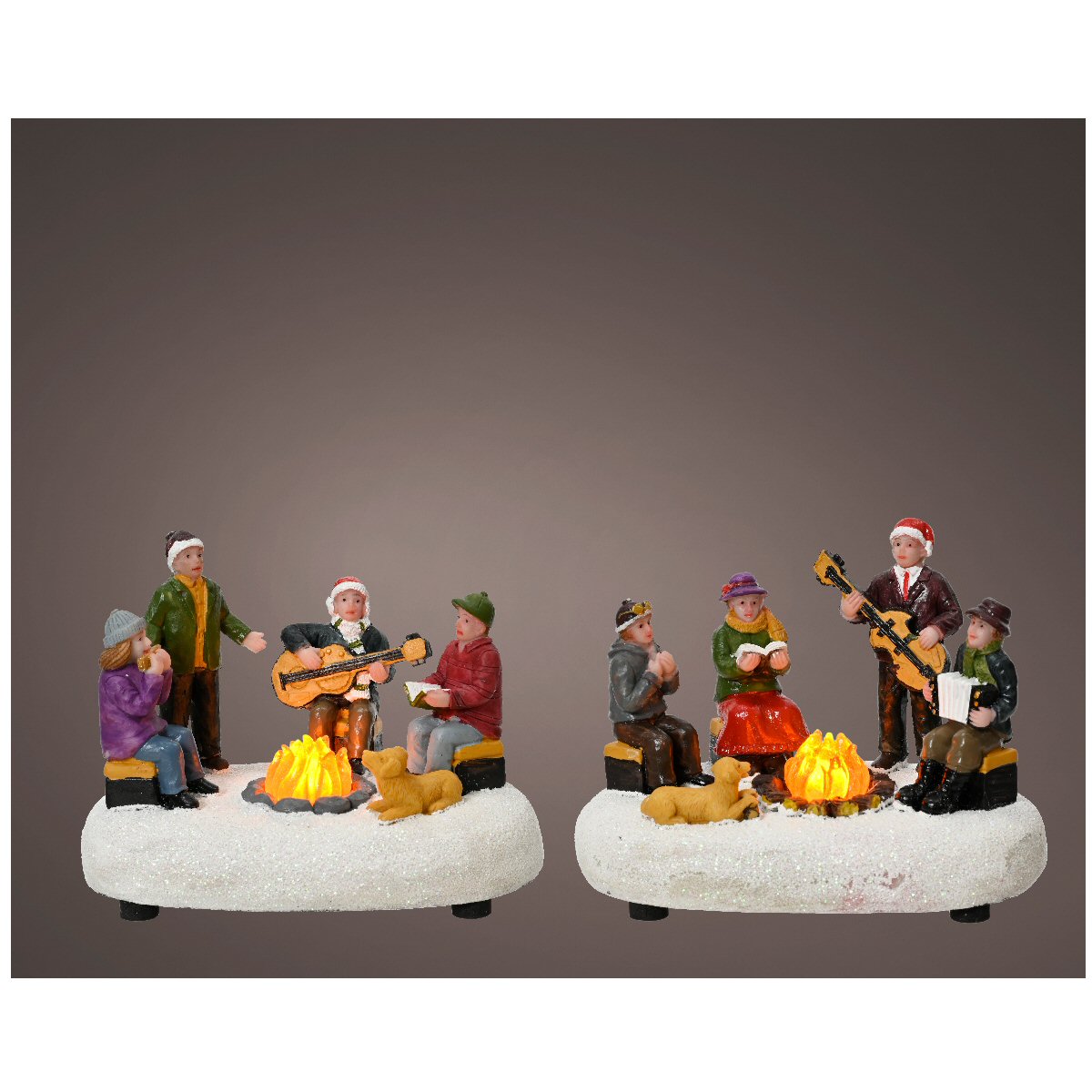 Lumineo 12cm LED Christmas Village Campfire Scene