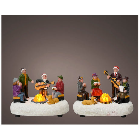 Lumineo 12cm LED Christmas Village Campfire Scene